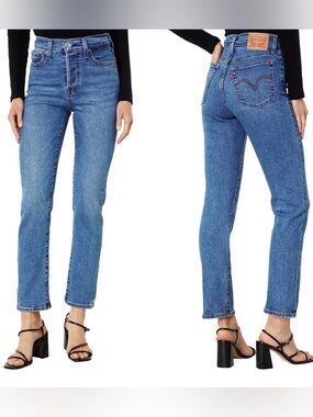 Levi's Wedgie Straight Raw Ankle Hem Crop Jeans 29